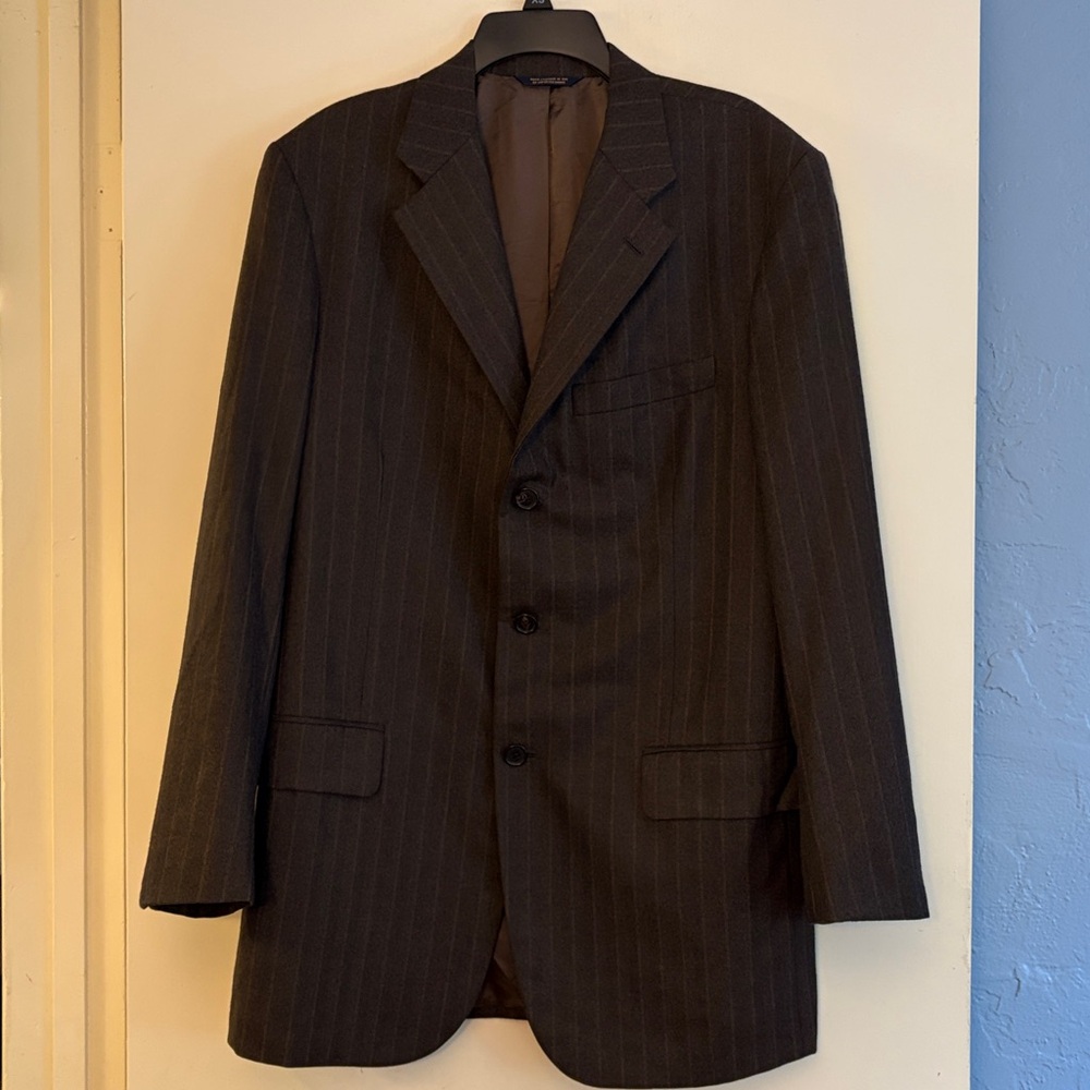 Brooks Brothers Men's Wool Dark Brown Pinstripe Blazer, size 41 long